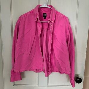 Gap ultra soft denim crop big shirt, size small